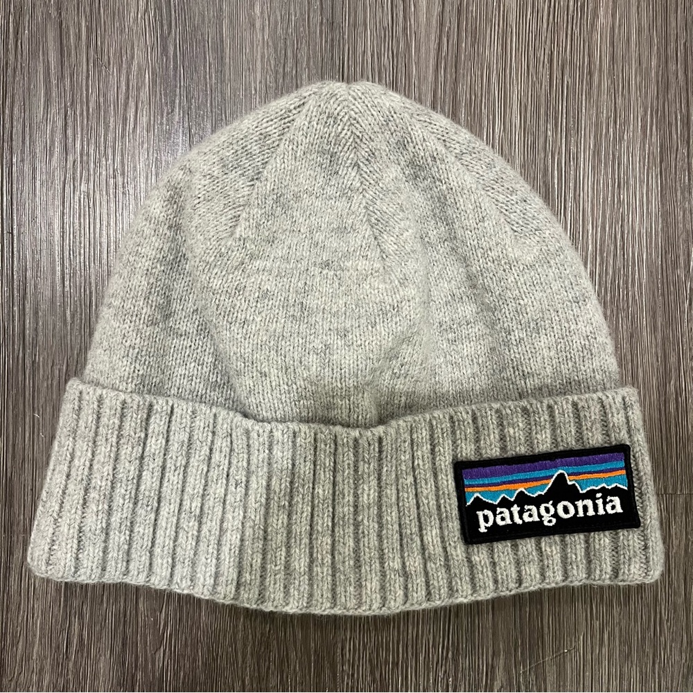 Patagonia Brodeo P-6 Logo Wool Beanie Hat - Drifter Grey OSFM